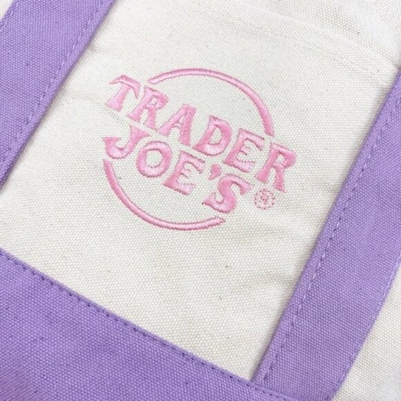 SUPER CUTE Trader Joe's Spring Limited Edition Mini Tote Bag - PURPLE! - Picture 2 of 7